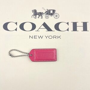 Vintage COACH Purse Hang Tag Carnation Pink and Tan Small 2"